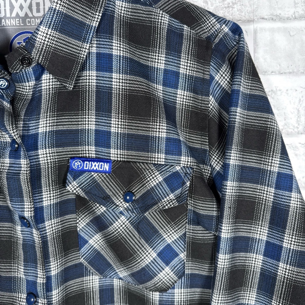 DIXXON PERFORMANCE Blue Plaid Snap Button Flannel… - image 3